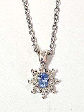 Faux diamond & sapphire pendant necklace